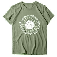 Roliyen Žene vrhovi Žene Ležerne prilike cvjetne tiskane kratke rukave O-izrez labavi majica Bluza