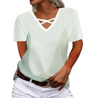 Ljetne dame tiskane majice kratkih rukava Casual Loose Top Tanki pamučni ženski majica s dugim rukavima