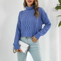 Anuirheih pleteni džemperi za žene labavi fit modni casual pune boje džemper s dugim rukavima Zimski krunički topli džemper