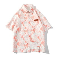 Muške havajske majice kratki rukav grafički print casual tropska majica na plaži PINK veličine 5xl