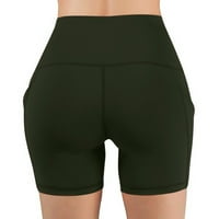 Ženske joge hlače High struk džepove kratke hlače Abdomen Control Trening tekući ženske hlače
