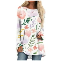 Ženska modna jesen jesen zima casual cvjetni print dugih rukava za bluzu pulover o o-vratu plus veličina