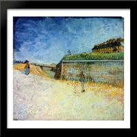 Utvrđenja u Parizu sa kućama Veliki crni drveni ugrađeni umjetnost vincenta van Gogh