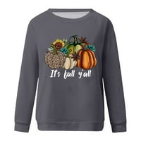 TOQOT Womens Halloween majice- Ležerne pad pulover bundeve gnome dugih rukava labava dukserica tamno