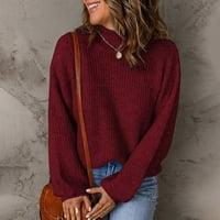 Žene turtleneck džemper pleteni pulover ležerni džemper jesen zima kornjač za bluza u pulover pletiv