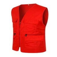 WRCNOTE Dame Ribolov sa džepovima Cargo Vest Utility FOTO puna zip jakna Čvrsta boja narančasta 3xl