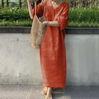 Ženske haljine Ljetne casual haljine za žene s poklopcem dubokih V-izrez Comfort fit narančasta s