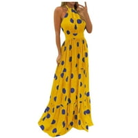Floleo Ženska haljina za uklanjanje haljina Ljeto Žensko tropsko print Halter Letchess Maxi haljina