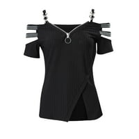 Ženska Comfy Slim bluza Clearence Trendi radne košulje kratkih rukava Casual patentni patentni zatvarač