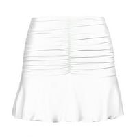 Cleance pod $ cherella ženska modna niska struka čvrsta mini suknja HIP tanka seksi kratka suknja bijela,