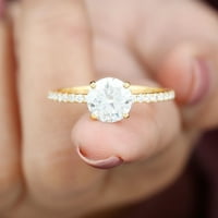 CT Elegantni moissanite Solitaire zaručnički prsten, okrugli rez Moissinite zlatni prsten u klinskom