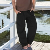 Jyeity ljetna ušteda muške ljetne modne vučne elastične čvrste boje labave casual pantalone hlače hlače