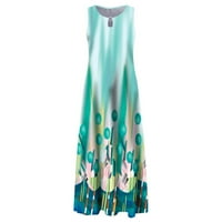Žene Linijska haljina Maxi dugi haljina bez rukava cvjetni ispis Spring Spring Proljeće Ljeto okruglo
