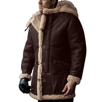 APMMSD MAN PLUS VELIČINA Zima na kaputu rever ovratnik dugih rukava kožna jakna Vintage zgušnjava kaput ovčje jakne