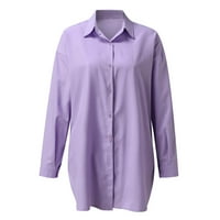 Bluze za žene Čvrsti dugi rukav isključite dugme ovratniku labave ležerne košulje