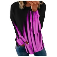 Šipati bluza za rupu u boji Ispis dugih kontrasta vrhova Geometrija Ženska pulover ženske majice