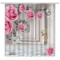 Cvijeće zastolje za tuširanje Pink ružičasti ljubičasti cvijet leptir 3D print kupaonice Kupatilo Kućni