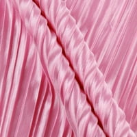 Gotyou haljine Ženske pune boje nabora za patchwork dugih rukava s niskim rezom polo-vrat ružičastim