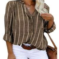 Hait ženske bluze dugih rukava na dugim rukavima majice donje majice dame tunika košulja v izrez kaki