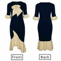 Mornarska plava žena vezana za čipkasto panel Ljetna haljina Žene Elegantne nove haljine za zabavu Vestidos