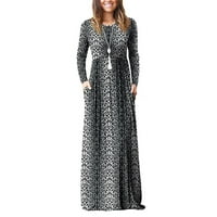 Haljina žena jesen Novo tiskane ležerne haljine sa malim rezom s dugim rukavima dame ljetne haljine