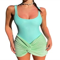Ženska ljetna dvodijelna odjeća, bez rukava bez leđa Top BodySuit i prikrivanje suknje postavljeno uz plažu