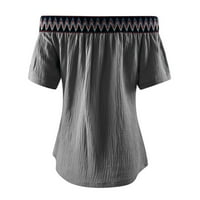 Majica Dyfzdhu za žene Labavi ramene majice s kratkim rukavima Tunički povremeni vrhovi