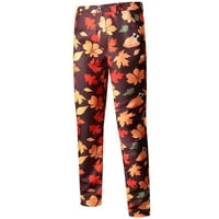 Yievt muns odijelo hlače čišćenje modne cvjetne tiskarske pantalone elastične hlače sa strukom ravne pantalone za noge smeđe m