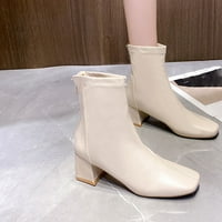 JUEBONG čizme na čišćenju Ženske gogo gležnjače Čizme Square Bočni patentni zatvarač Chunky Block Heel