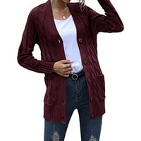 Dasayo Womencotton Knit Cardigani dugih rukava sa labavim džemperima sa džepovima Osnovna odjeća čvrstoće