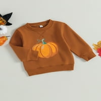 Licupiee Toddler Kids Boys Halloween Dukseri Twirts Dugi rukav Pumpkin Print Pulover Jesenski vrhovi