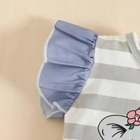 WAVSUF Djeca postavlja odjeću djevojke kratkih rukava s kratkim rukavima otisnute ruffled Comfort kratke hlače sive odijelo Postavljene veličine 6- mjeseci