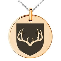 Antlers od nehrđajućeg čelika Forttude grb oružja ugravirani mali medaljon krug šarm privjesak ogrlica