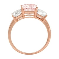 4. CT Sjajni smaragdni rez prozirni simulirani dijamant 18K ružičasto zlato Trobotan prsten s 9.5