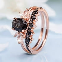 ZTTD crni rutilirani kvarcni prsten za angažovanje ovalnog oblika ruža zlatna prstena crna cirkonija