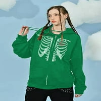 Ženska dukserica Halloween skeleti skeletni srčani uzorak dugih rukava sa dugim rukavima kapuljača Kardigan