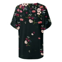 Žene vrhovi Dreske majice za žene Grafički casual s kratkim rukavima V izrez Tunika cvjetna majica bluza