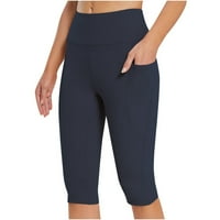 Ženske trke kratke hlače Capri vježbajte čvrste boje YOGA sa džepovima Dužina koljena Vježbajte slobodno