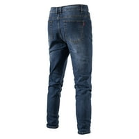 Elneeya Muške individualizirane traperice isprane trendy hlače Ležerne tanke rastezanje malih nogu Jeans tamno plavi xxxxl