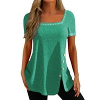 Bazyrey Womens Henley Thelys Casual Solid bluza Ženska majica s kratkim rukavima Zelena s