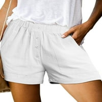 Luxplum dame Ljetne kratke hlače Čvrsto boje kratke hlače Visoko struk mini pant vrećice Sport Bijeli