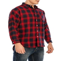 Muški majica s dugim rukavima Flannel plairan na otvorenom prema dolje majica zapadnu konusa crvena