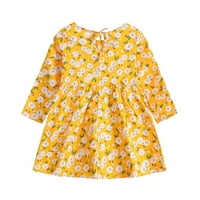 TODDLER Baby Girl Odjeća s dugim rukavima jednodijelna cvjetna haljina za ispis jeseni dječji suknji Popust