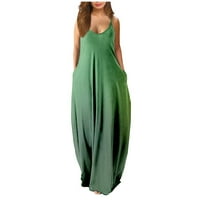 Žene haljine Dužina gležnja Halter rukavica bez rukava od ispisane povremene ženske ljetne haljine zelene