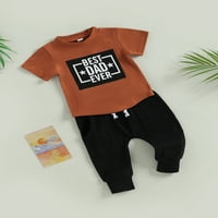 LICUPIEE TODDLER Baby Boy Mothers Oby Day Outfit Pismo Majica kratkih rukava Tors Jogger Halts Set Ljetna