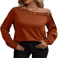 Ženska ležerna seksi tunika bluza izvan ramena Loungewear Tops dugih rukava šik za majicu narančasta