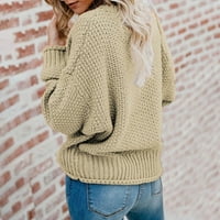 Bnwani Slatki džemperi za žene Jesen pad labavih zimskih plete V izrez Top Khaki džemper žene veličine