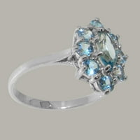 Britanci napravio je 10k bijelo zlato prirodno plavo Topaz ženski promiljski prsten - Opcije veličine - veličina 4.5