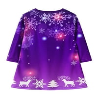 Paille Toddler Snowman Ispiši labave božićne haljine slatka jeseni xmas haljina posada proljeća ljubičasta zvjezdana neba