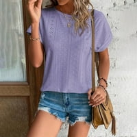 Ženske šuplje labave majice Tee Ladies Ljeto O-izrez za bluzu kratkih rukava